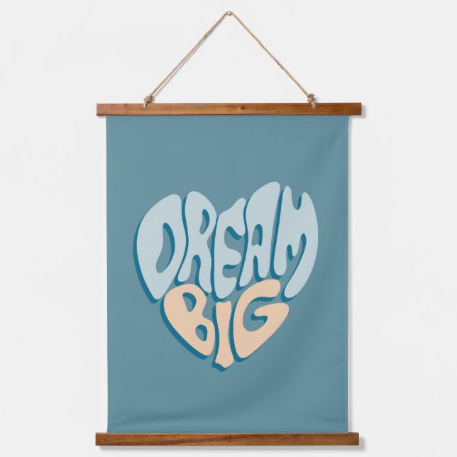 Dream Big: Blue Heart of Success Hanging Tapestry (Front)