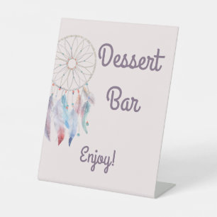 Dream Big Boho Dreamcatcher Birthday dessert bar Pedestal Sign