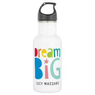 DREAM BIG colourful rainbow typography bold bright 532 Ml Water Bottle