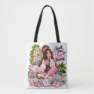 Dream Big Cosy Girl – Coffee, Books & Positive Vib Tote Bag