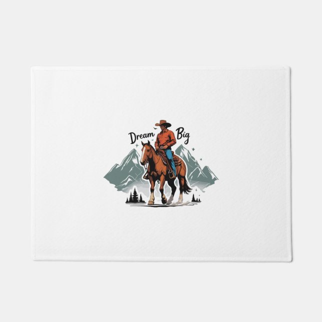 Dream Big- Cowboy Riding Horse Doormat (Front)