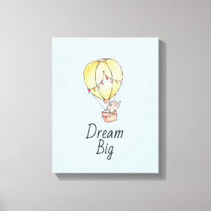 Dream Big Elephant Balloon Canvas Print