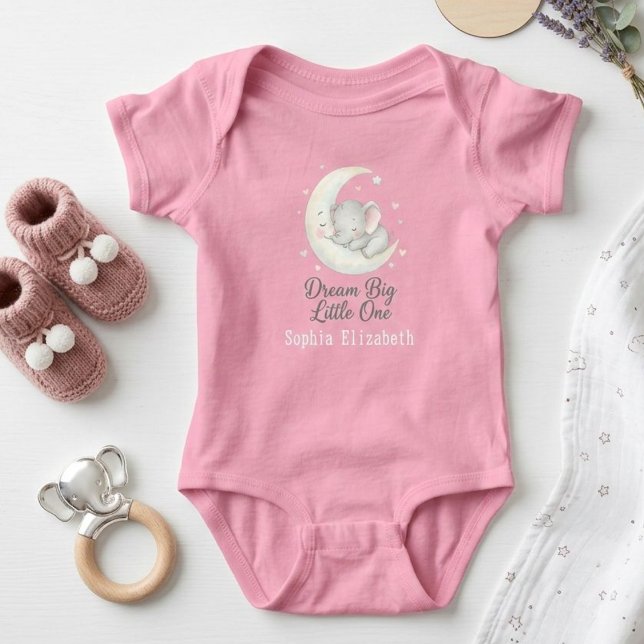 Dream Big Elephant on Moon  Personalized Bodysuit (Creator Uploaded)
