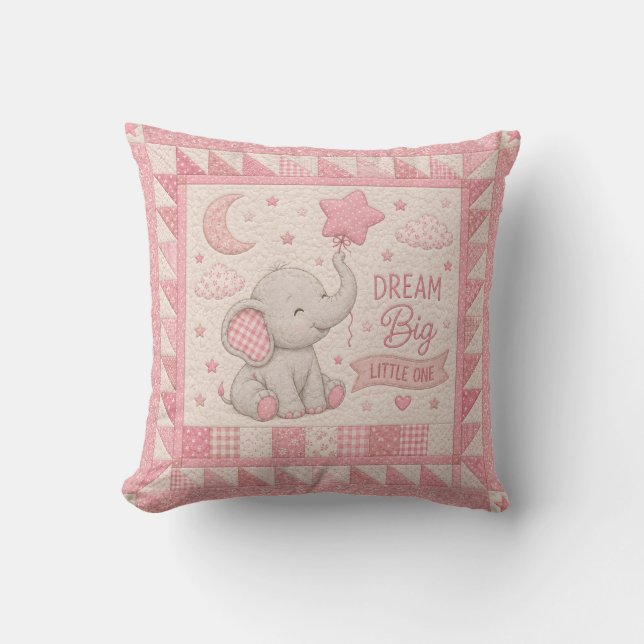 Dream Big Elephant Quilt Cushion (Front)