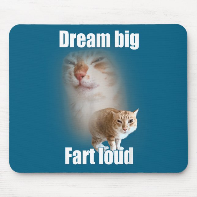 Dream Big Fart Loud Cat Meme Funny Saying  Mouse Pad (Front)