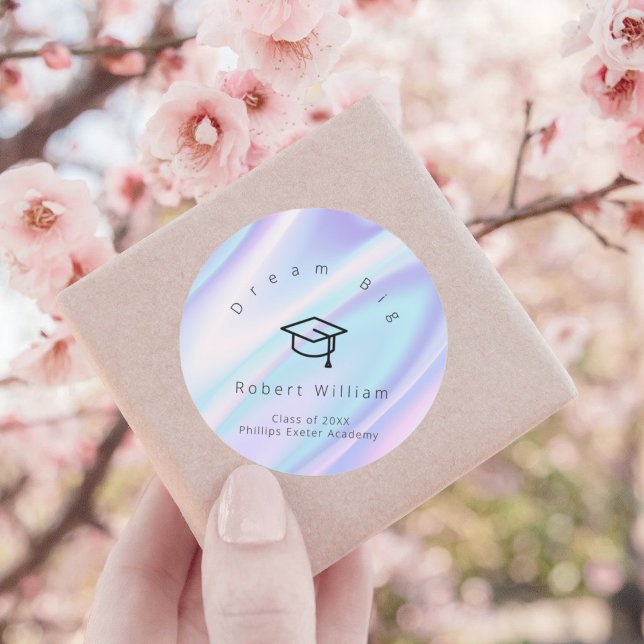 Dream Big Graduation Modern Round Sticker (Creator Uploaded)