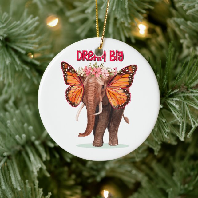 Dream Big Like An Elephant Inspirational Ceramic Ornament (Tree)