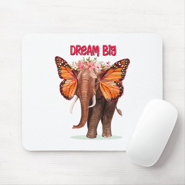Dream Big Like An Elephant Inspirational Mouse Pad (With Mouse)