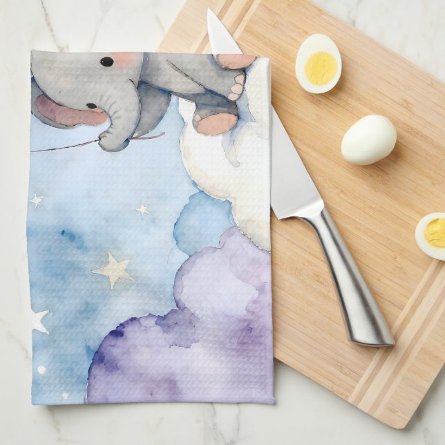 Dream big little elephant tea towel (Quarter Fold)