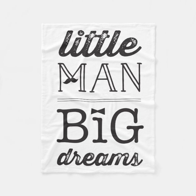 Dream Big Little Man Moustache BowTie Baby Blanket (Front)