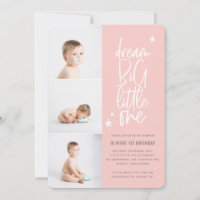 Dream big little one 1st birthday photo card