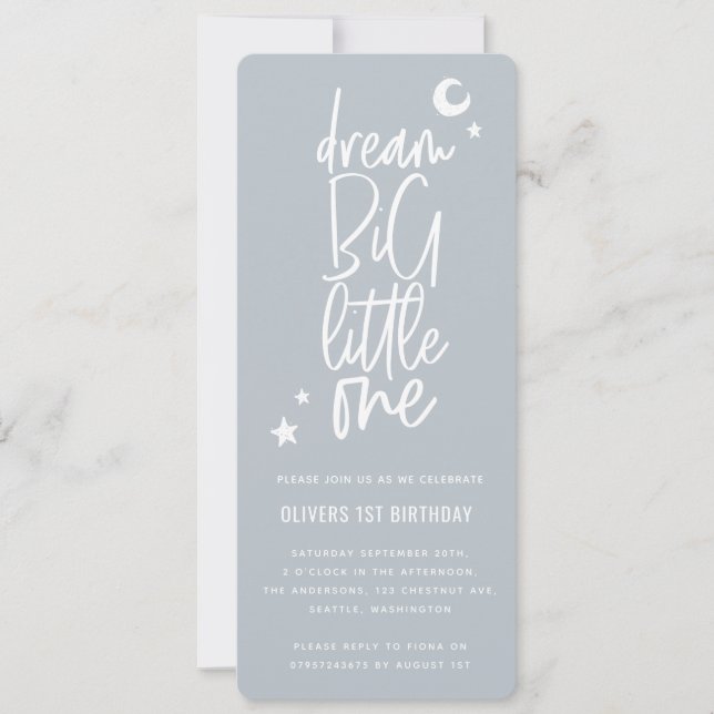 Dream big little one 1st birthday photo card (Front)