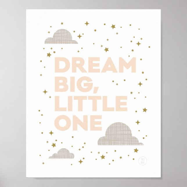 Dream Big, Little One Art Print in Peach (Front)