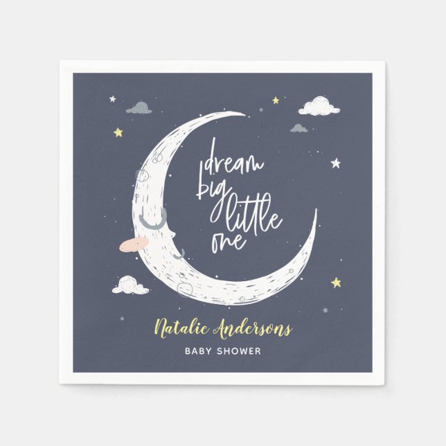 Dream big little one baby shower party napkin (Front)
