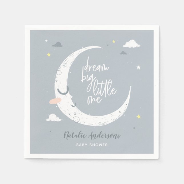 Dream big little one baby shower party napkin (Front)