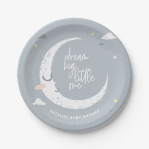 Dream big little one baby shower party paper plate
