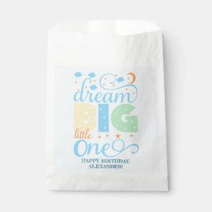 Dream Big Little One Blue Baby Boy 1st Birthday Favour Bag