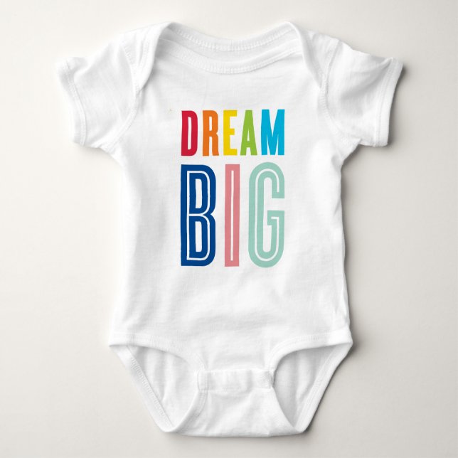 DREAM BIG LITTLE ONE cool typography bright colour Baby Bodysuit (Front)