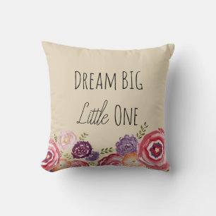 Dream Big Little One Flower Beige Throw Pillow