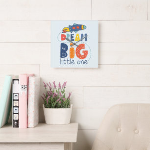 Dream Big Little One Rocket Square Wall Clock