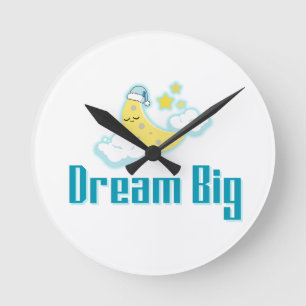 Dream Big – Minimal Aesthetic Moon & Stars Design Round Clock