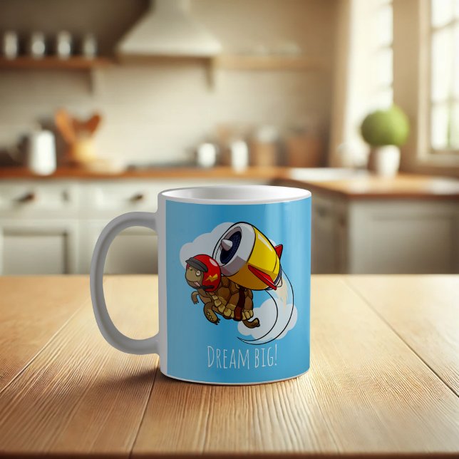 Dream Big! Motivational Dynamic Tortoise Cartoon Coffee Mug (Creator Uploaded)