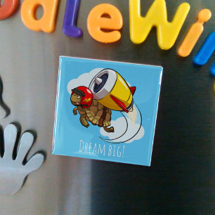 Dream Big! Motivational Dynamic Tortoise Cartoon Magnet