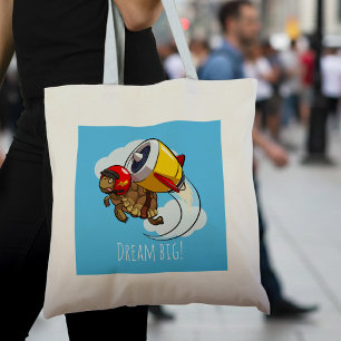Dream Big! Motivational Dynamic Tortoise Cartoon Tote Bag