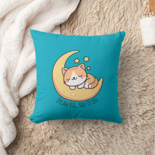 Dream Big Nap Often Cat On Moon Cushion