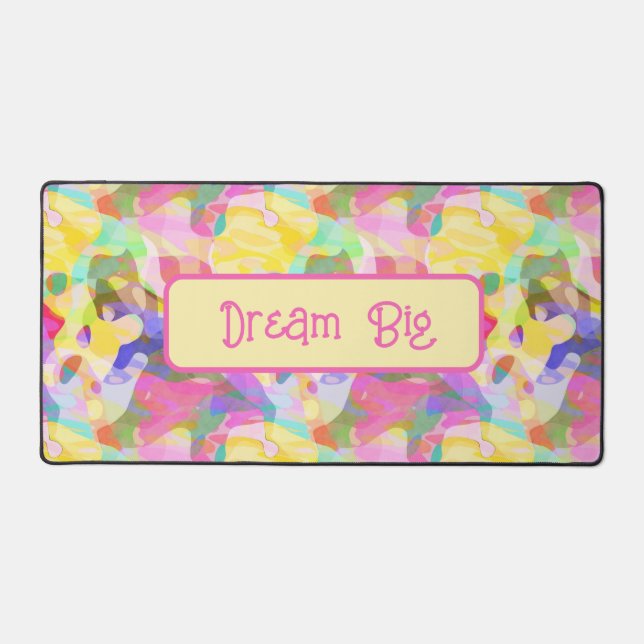 Dream Big! Pastel Abstract Art Design Desk Mat (Front)