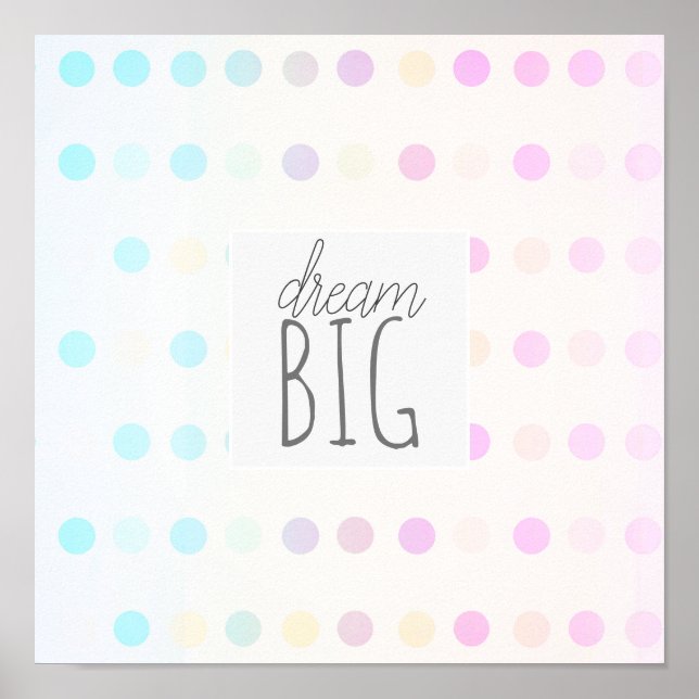 dream big pastel dots quote wall art (Front)