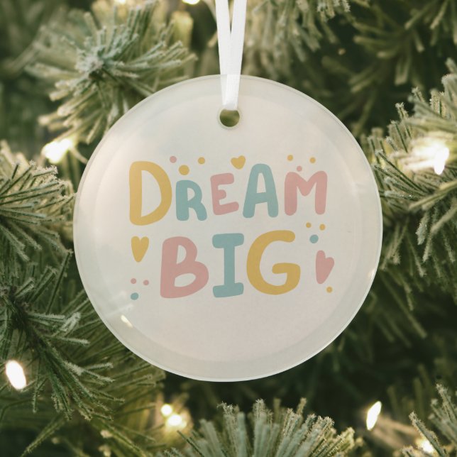 Dream Big Pastel Hearts Glass Tree Decoration (Insitu)