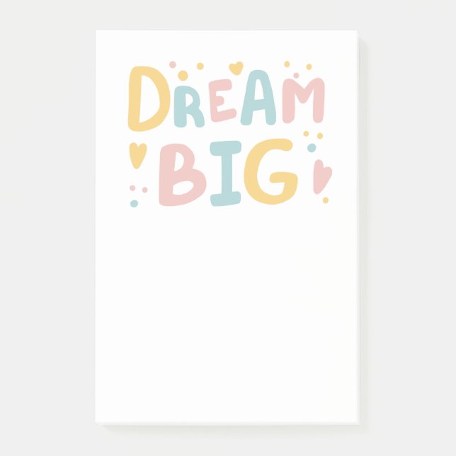 Dream Big Pastel Hearts Post-it Notes (Front)