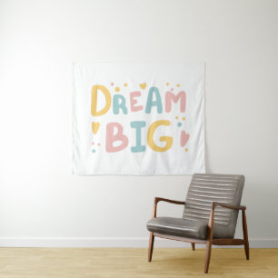 Dream Big Pastel Hearts Tapestry
