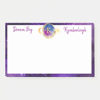 Dream Big Purple Galaxy Monogram Large Rectangular Post-it Notes