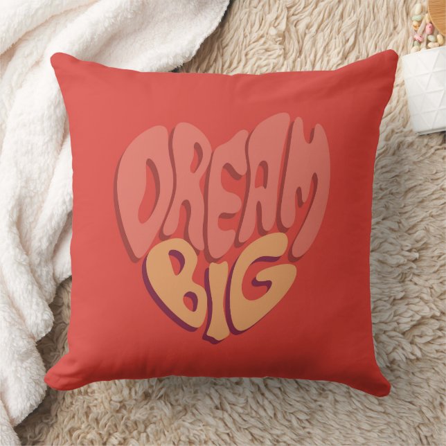 Dream Big: Red Heart Powerful Slogan Cushion (Blanket)