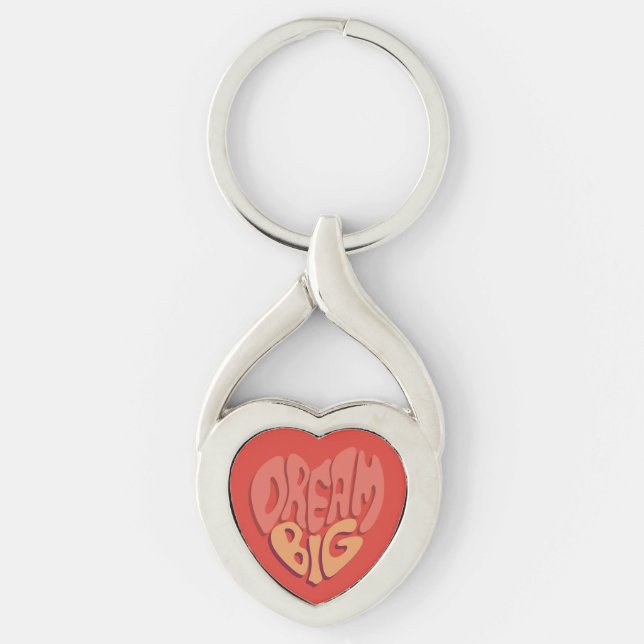 Dream Big: Red Heart Powerful Slogan Key Ring (Front)