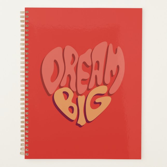 Dream Big: Red Heart Powerful Slogan Planner (Front)