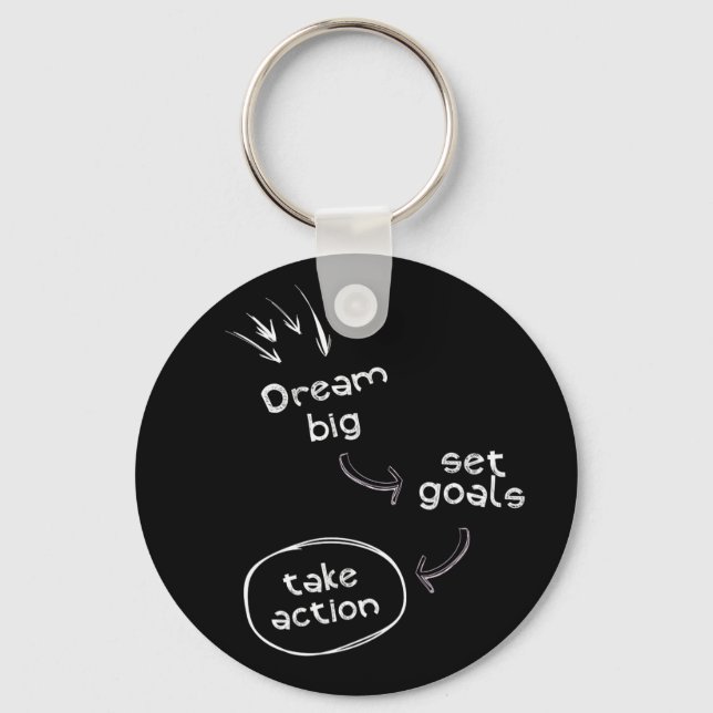 Dream big set goal take action motivational quote key ring (Front)