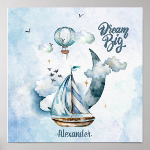 Dream Big Ship in the Ocean Customisable Poster