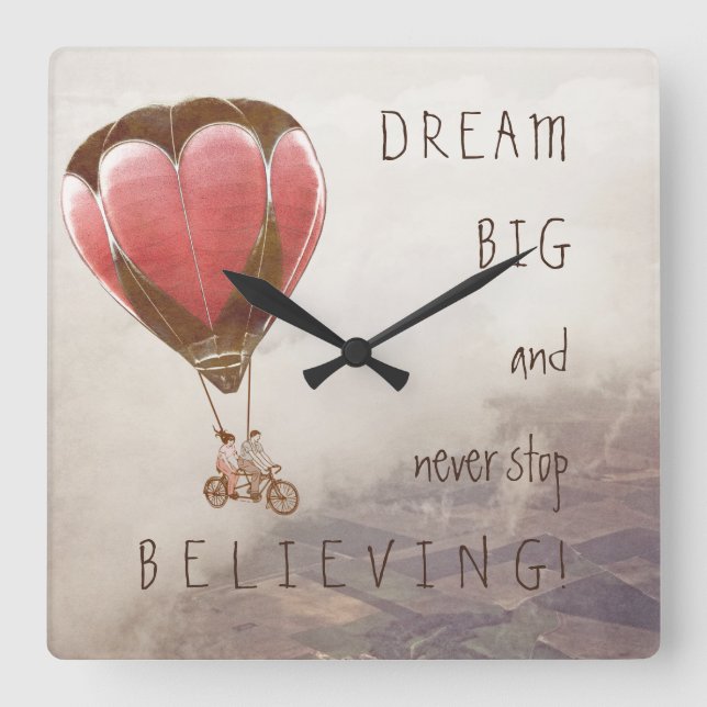 DREAM BIG SQUARE WALL CLOCK (Front)