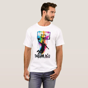 Dream Big   Vibrant Basketball Slam Dunk Colour  T-Shirt