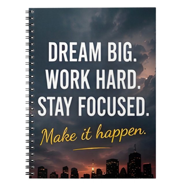 ✨ Dream Big Work Hard Daily Motivation 🚀 Notebook (Front)
