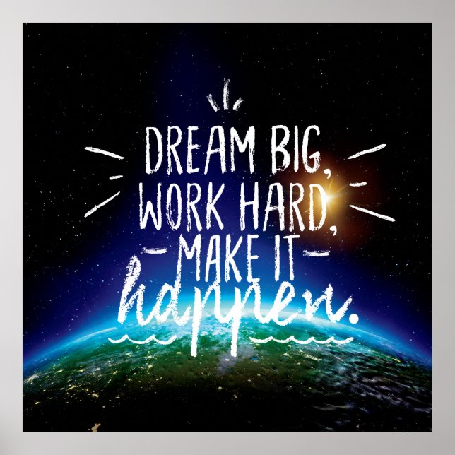 DREAM BIG, WORK HARD, MAKE IT HAPPEN Quote Poster (Front)