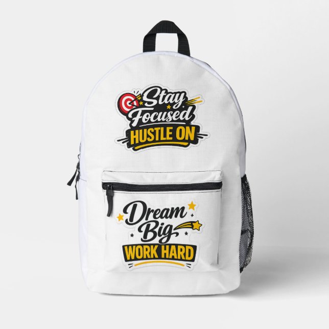 Dream Big Work Hard – Motivational Backpack (Front)