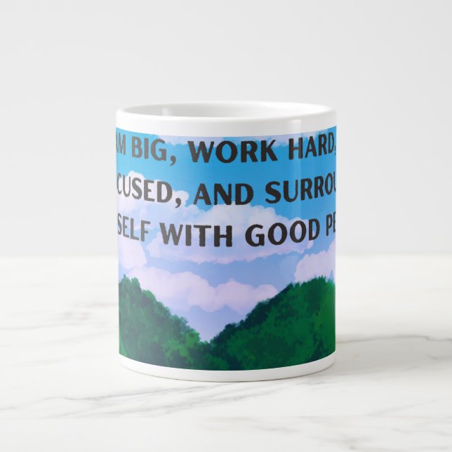 'Dream Big, Work Hard' Motivational Landscape  Large Coffee Mug (Front)