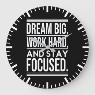 Dream Big, Work Hard, Stsay Focused - Gym, Hustle Large Clock