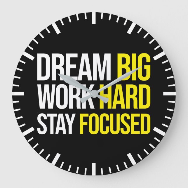 Dream Big, Work Hard, Stsay Focused - Gym, Hustle Large Clock (Front)