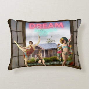 Dream Bigger Altered Art Vintage Dancers Decorative Cushion