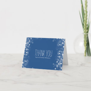 Dream Blue and White Confetti Bokeh Thank you Card